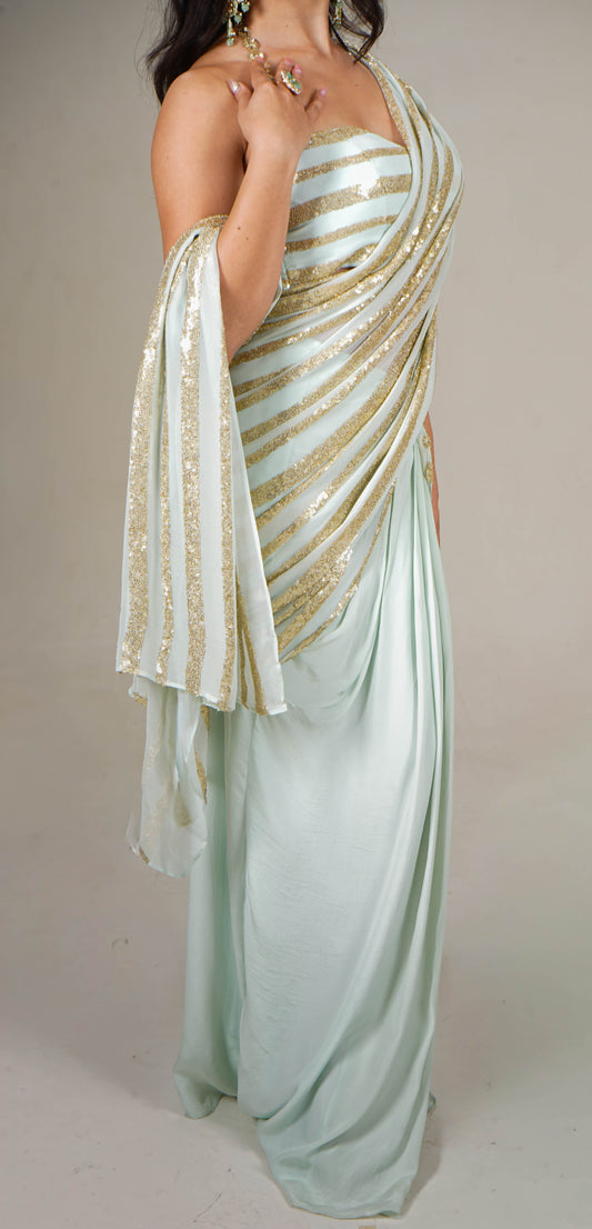 Mint drape saree