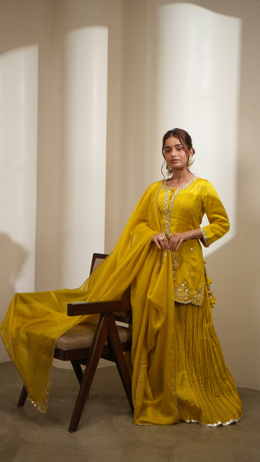 Golden Mustard Sharara Set