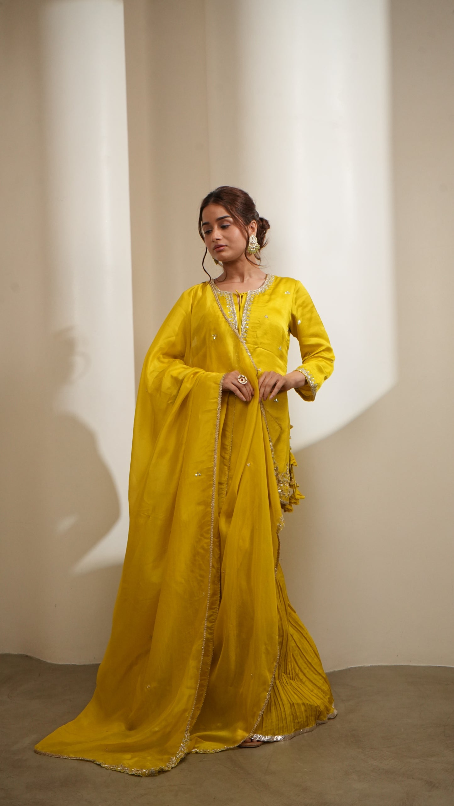 Golden Mustard Sharara Set