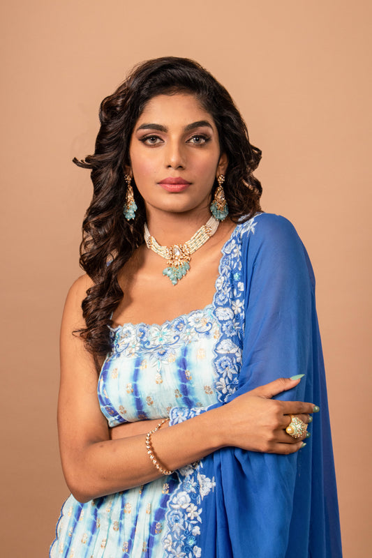 Blue sharara set