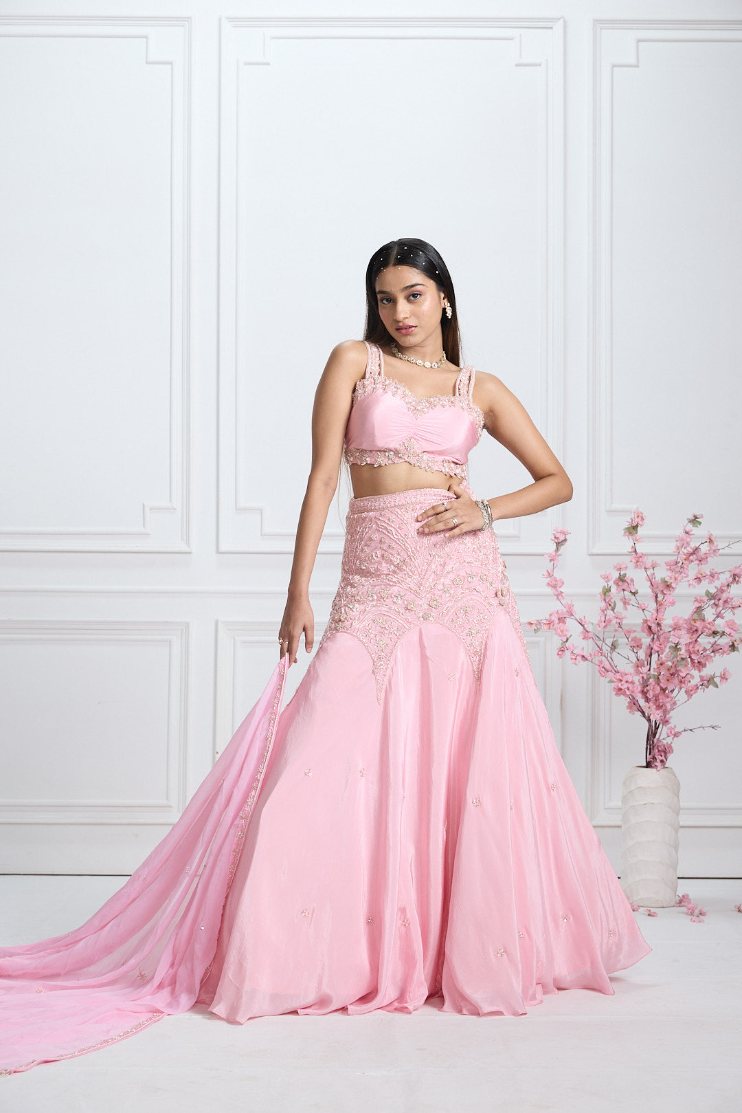 Blush Pink Mermaid Lehenga Set