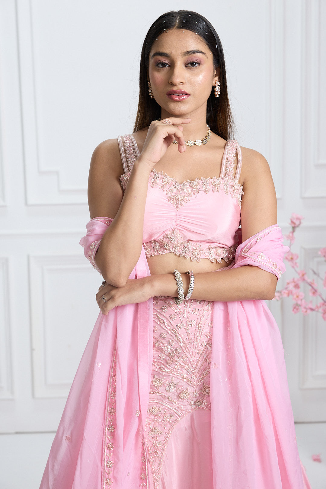 Blush Pink Mermaid Lehenga Set