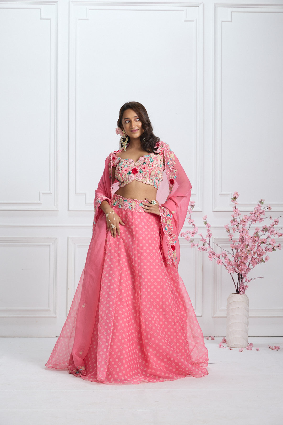 Peony Pink Bandhani Lehenga Set