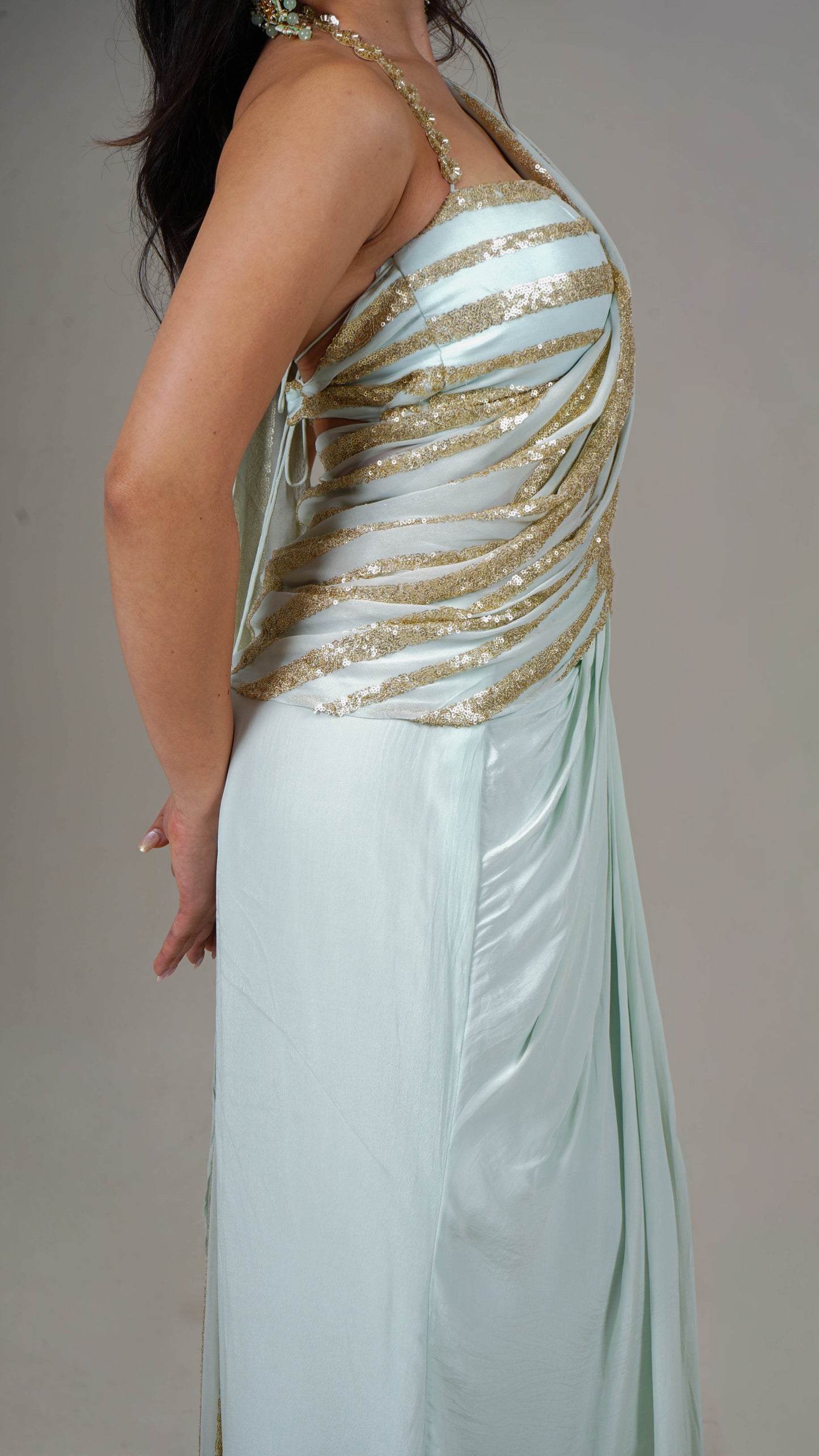 Mint drape saree