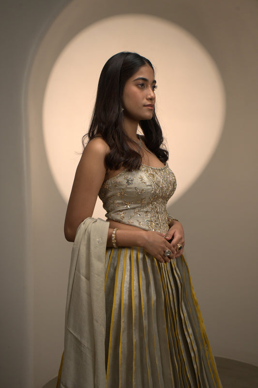 Pistachio Green Corset Lehenga Set