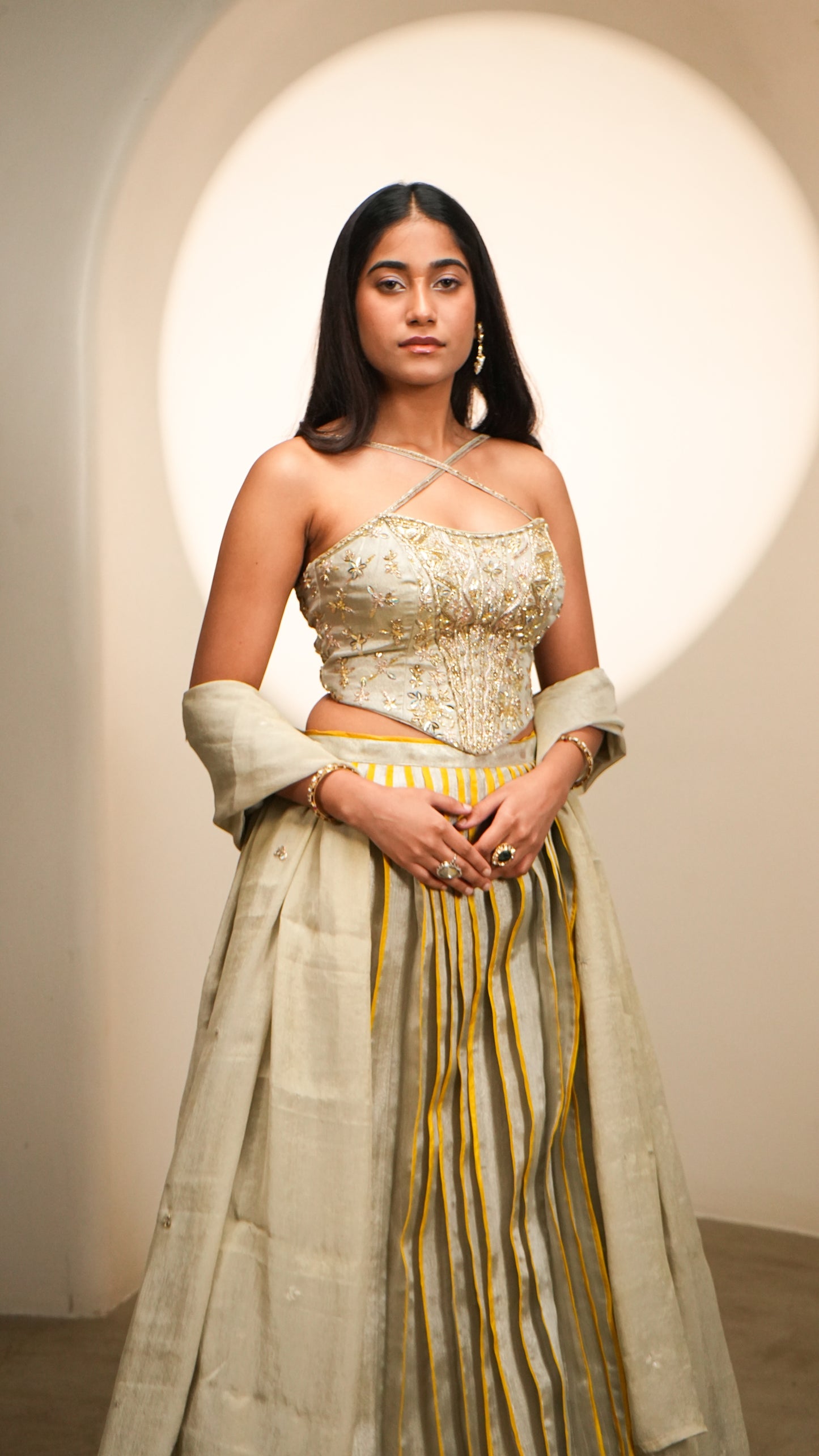 Pistachio Green Corset Lehenga Set