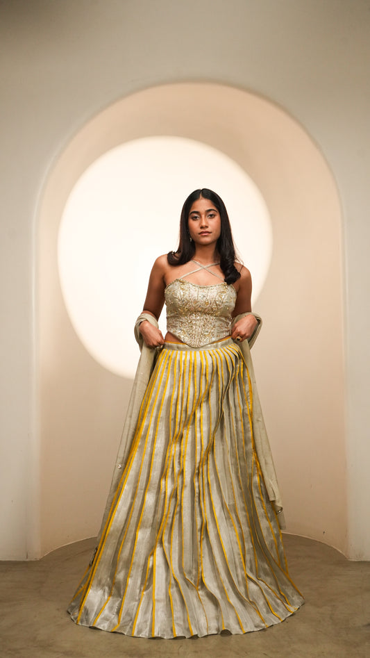 Pistachio Green Corset Lehenga Set