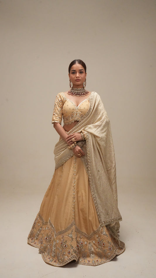 Gilded Ivory Lehenga with Scalloped Embroidery