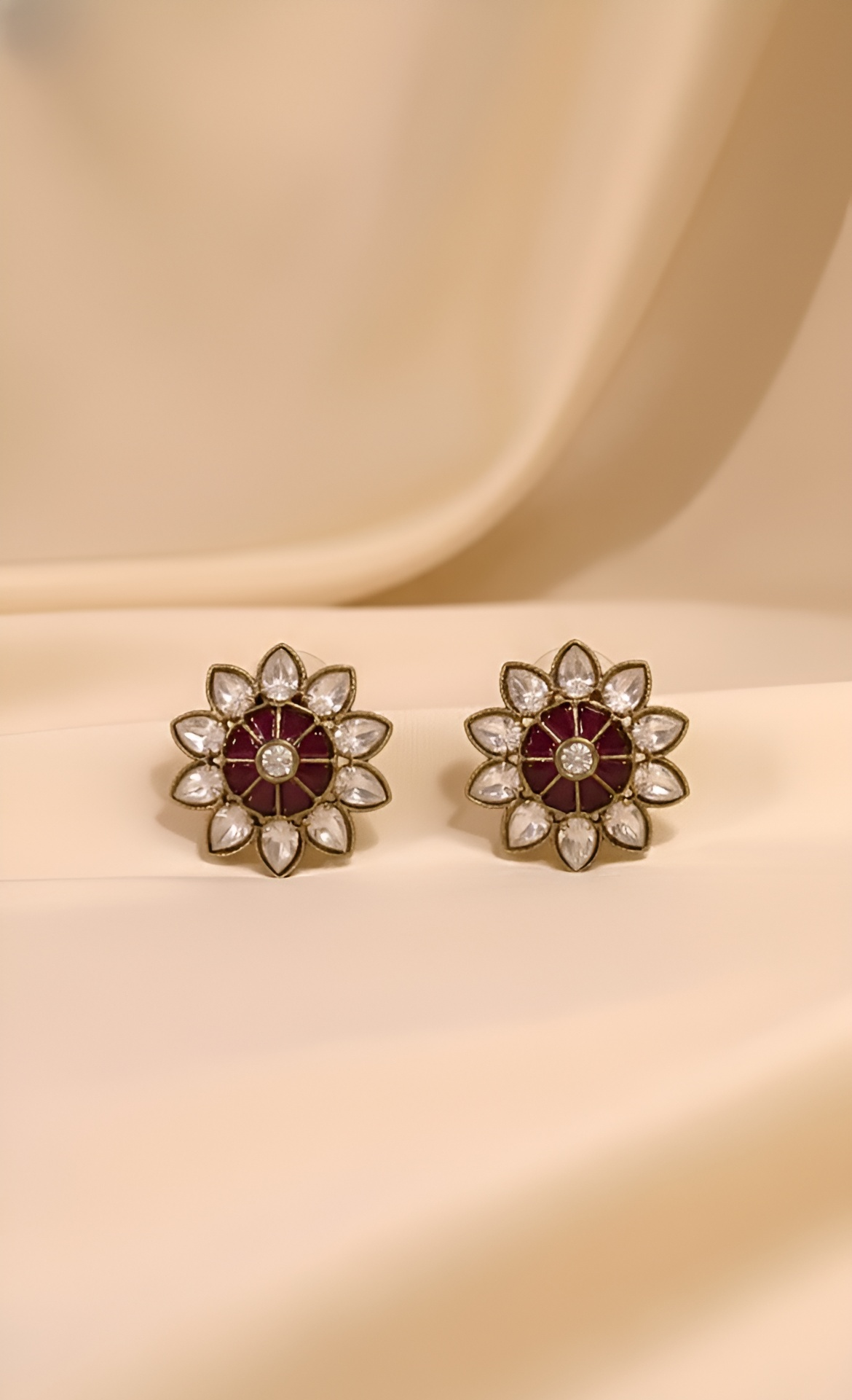 Royal Ruby Bloom Polki Necklace & Earring Set