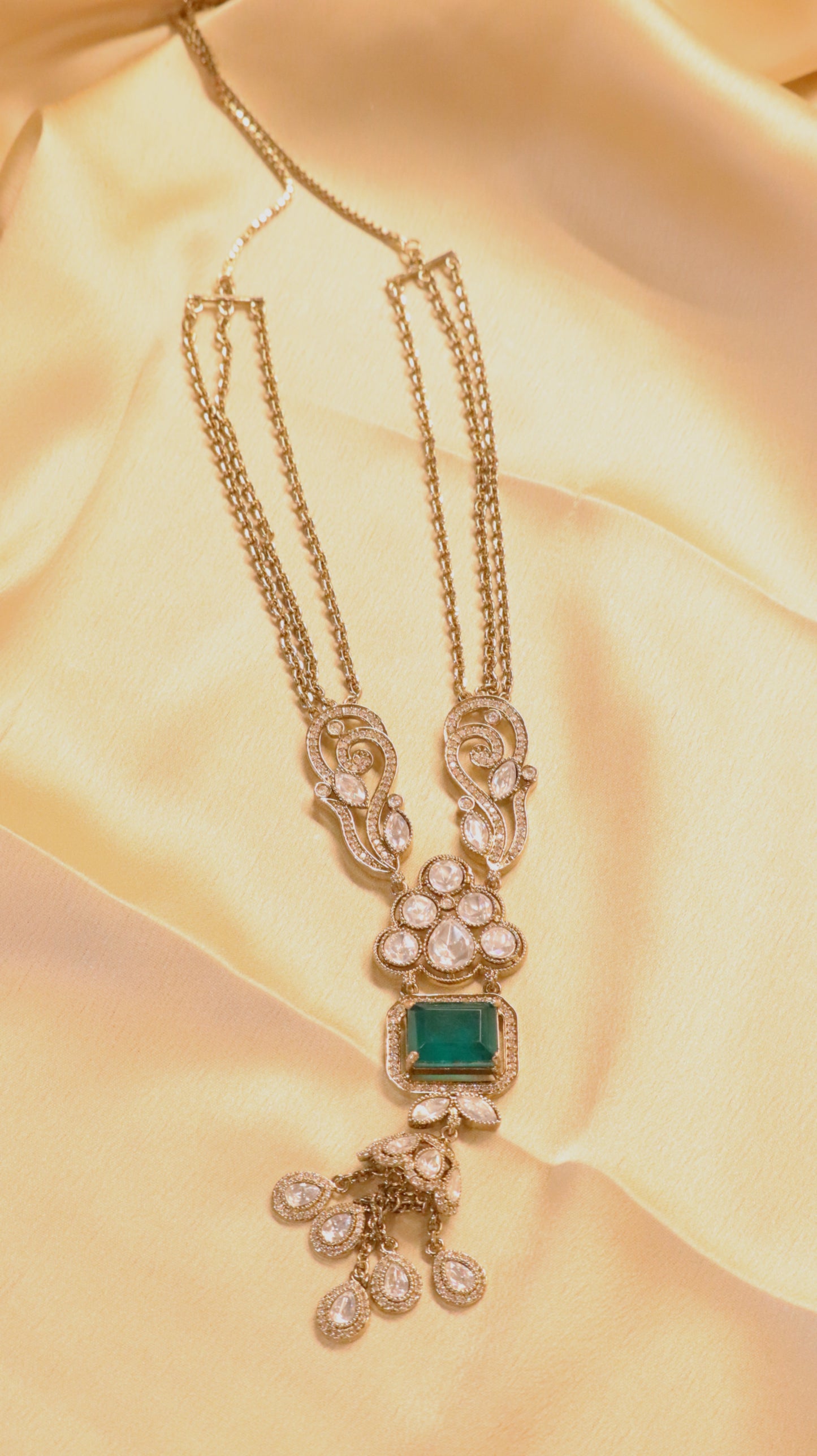Emerald Grace Polki Jhumki Necklace & Earring Set
