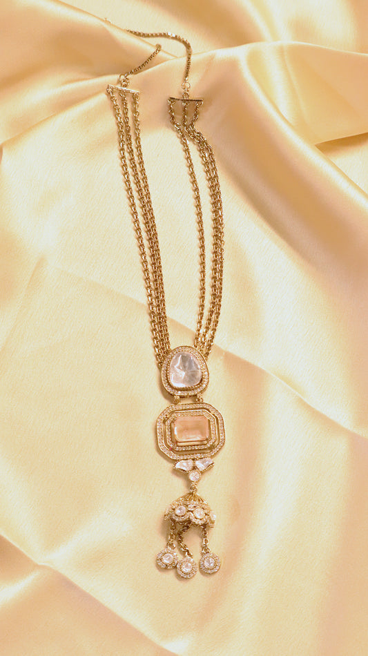 Rose Mirror Polki Jhumki Necklace & Earring Set