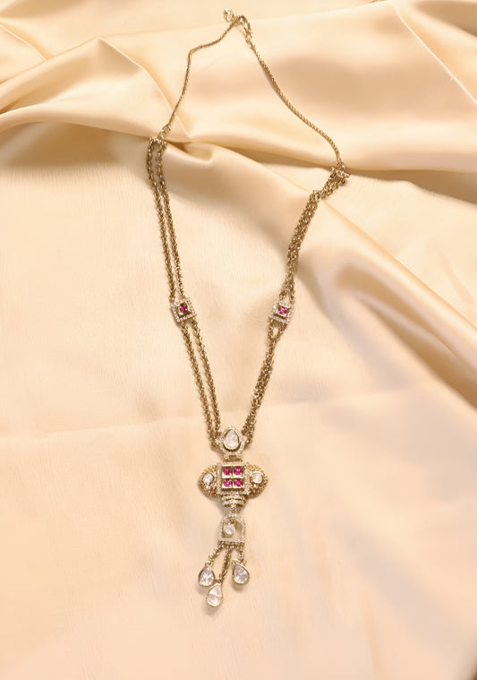 Heritage Ruby Polki Pendant Necklace & Earring Set