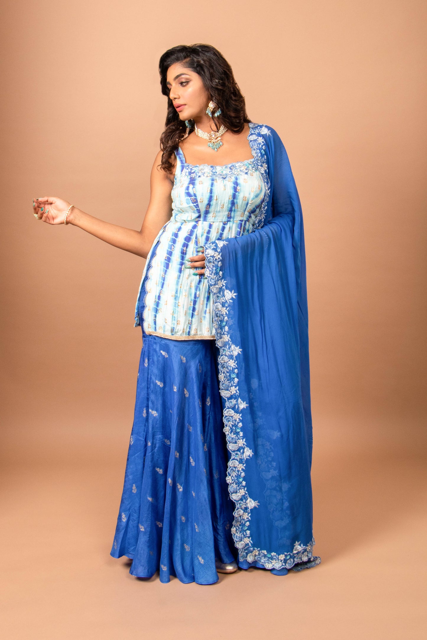 Blue sharara set