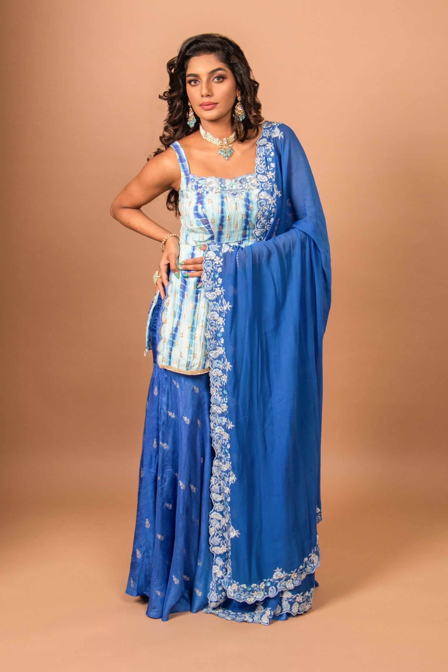 Blue sharara set