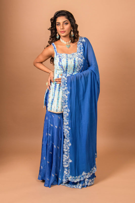 Blue sharara set