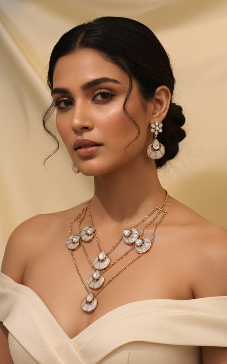 Ivory Radiance Kundan Necklace & Earring Set