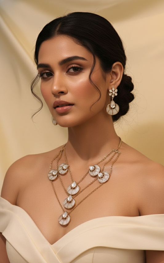 Ivory Radiance Kundan Necklace & Earring Set